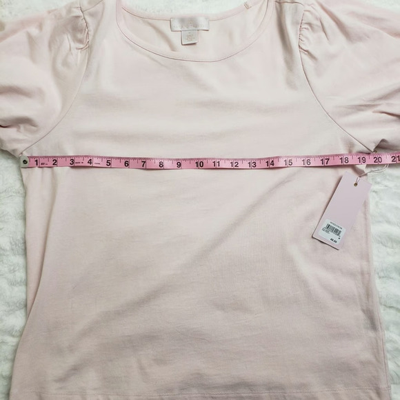 Rachel Parcell Pink Frosty Puff Bubble Sleeve Shirt MED Preppy Romantic Coquette - Picture 5 of 9